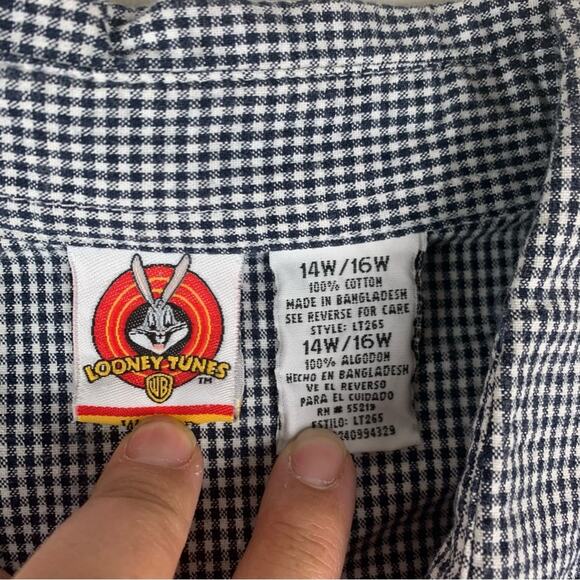 Warner Bros. women's 1x 14 16  Looney Tunes vintage Checkered Shirt Tweety bird - Picture 5 of 10